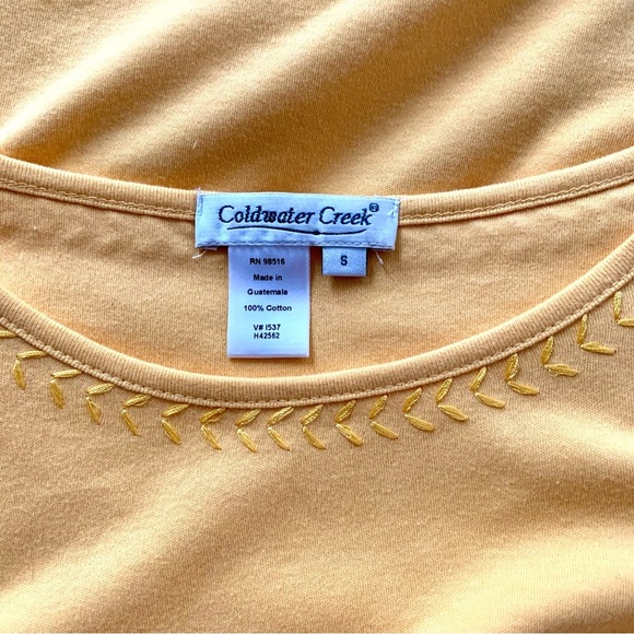 💧Coldwater Creek Yellow 100% Cotton Short Sleeve Tee size Small - Picture 5 of 6